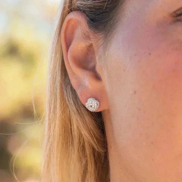 3/$30 Modern Gents Diamond Sterling Silver Studs - Picture 3 of 7